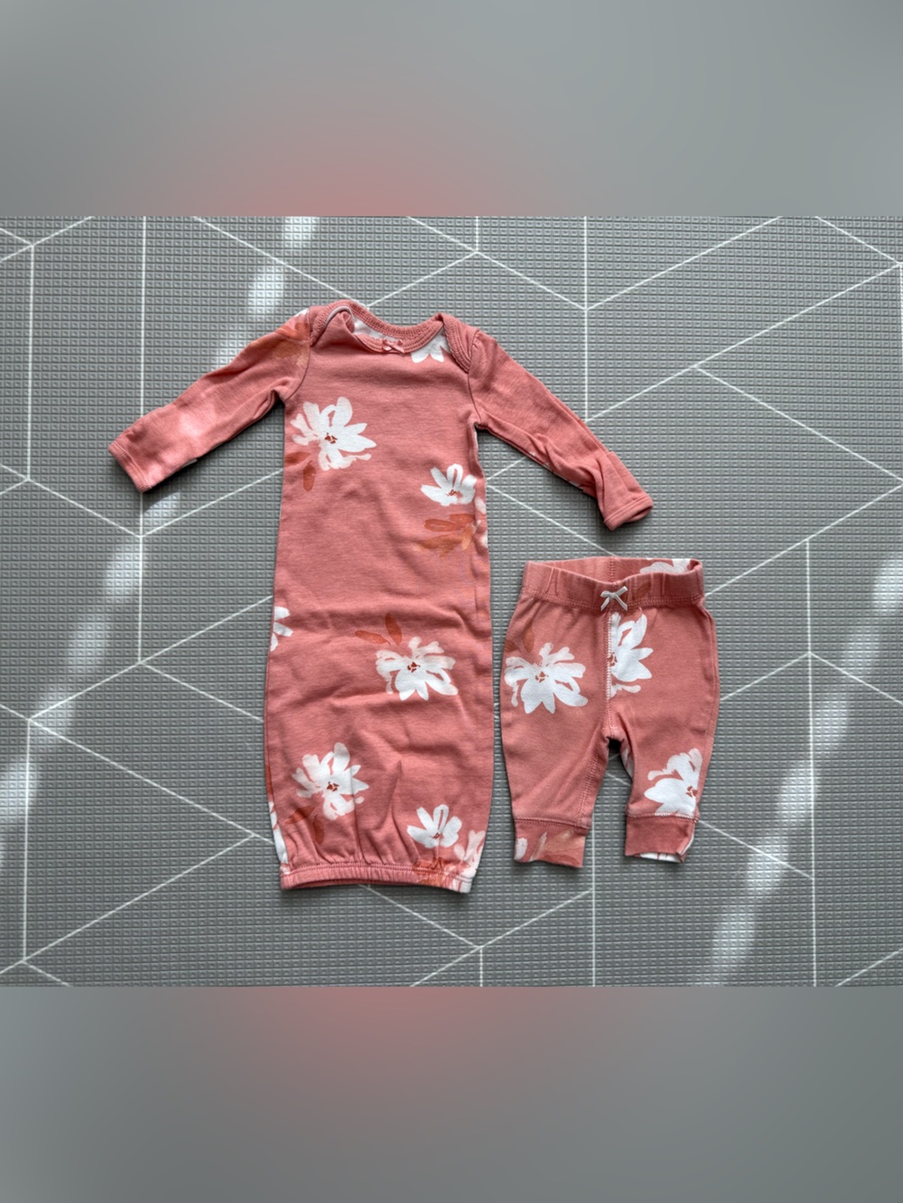 Carters|Baby girl boho set,Coral Floral Sleep blanket  & leggings set in cotton•